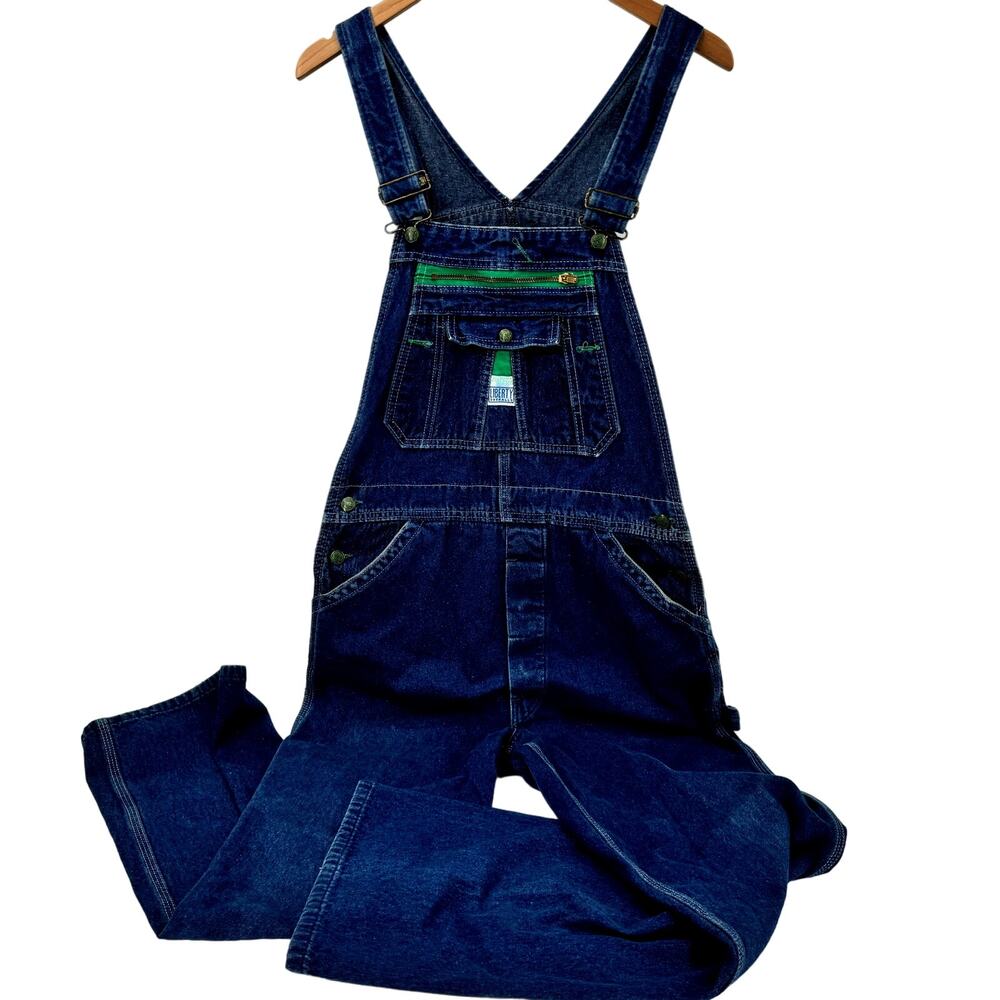 Vintage Liberty Bib Overalls Mens 34x32 Blue Denim Made in USA Carpenter Classic